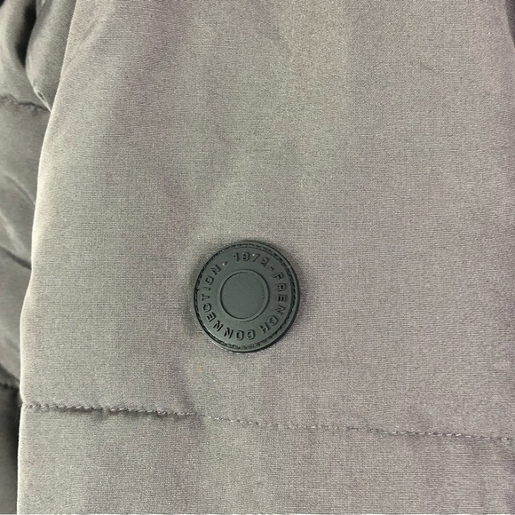 French Connection puffer coat long matte grey hood zip and snaps XS - Picture 9 of 12